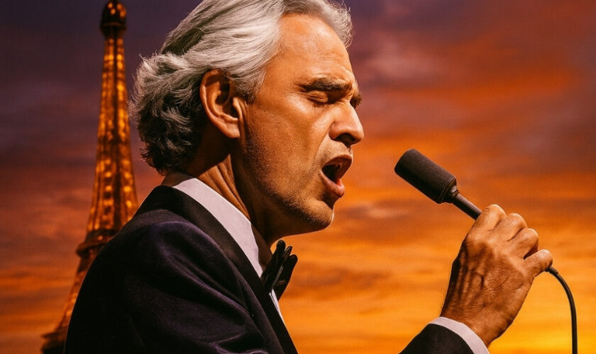 El cantante Andrea Bocelli en Paris